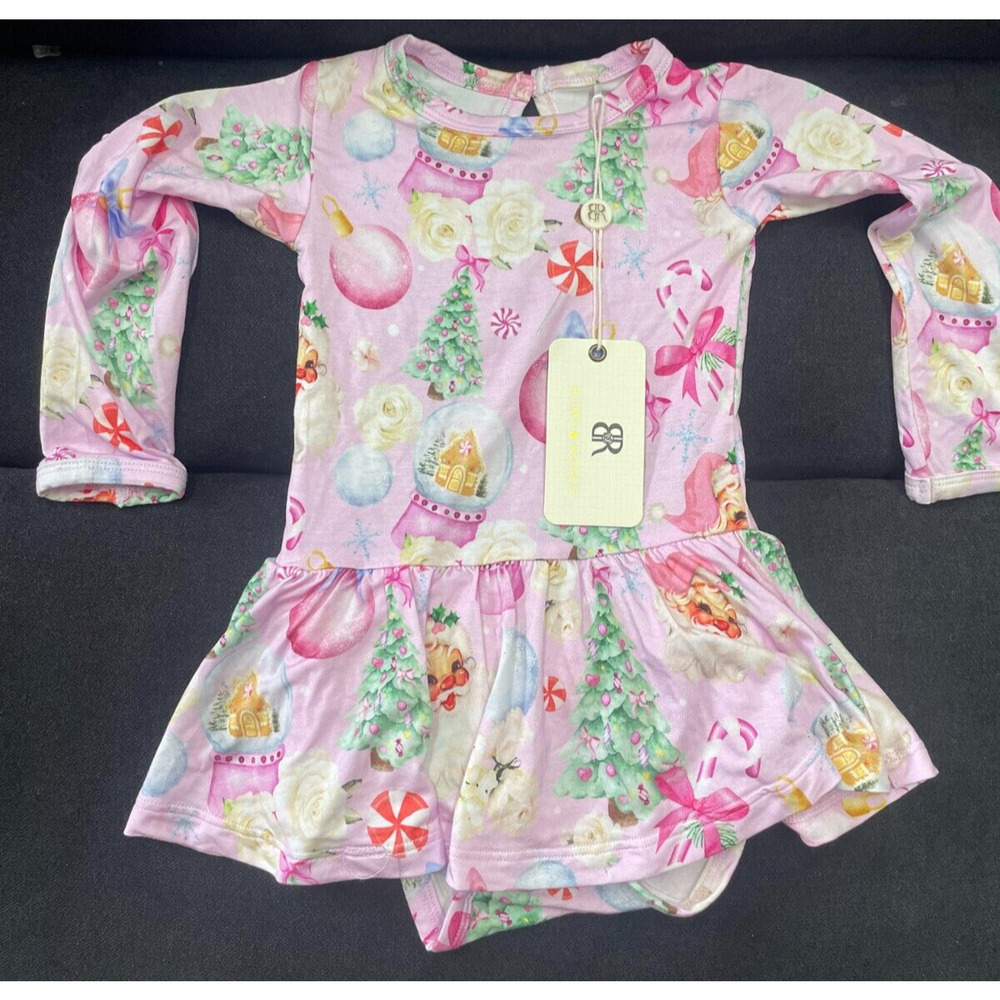 Bums & Roses Natural Bamboo Ruffle Dress Size 12-18 Months